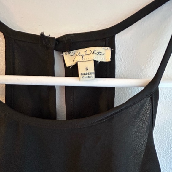 Lily White- Black sheer tank top, high neck line - Picture 2 of 2